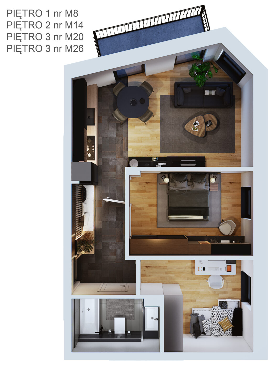 Willa Dekerta mieszkanie - rzut z góry