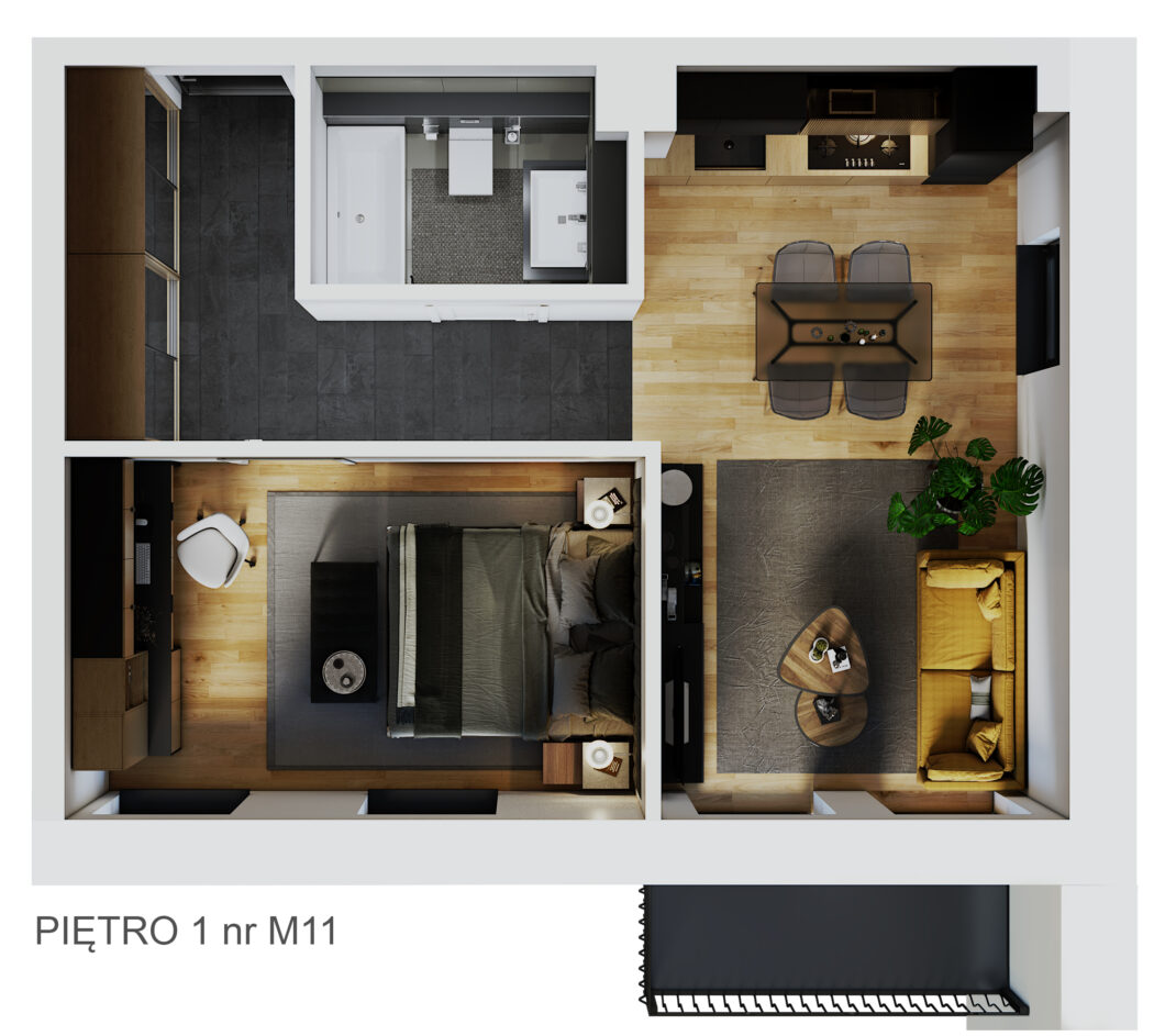 Willa Dekerta mieszkanie nr 1 wersja dwa pokoje